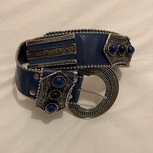 Vintage Leatherock Nina Arjani Genuine Leather Belt with Silver Accents